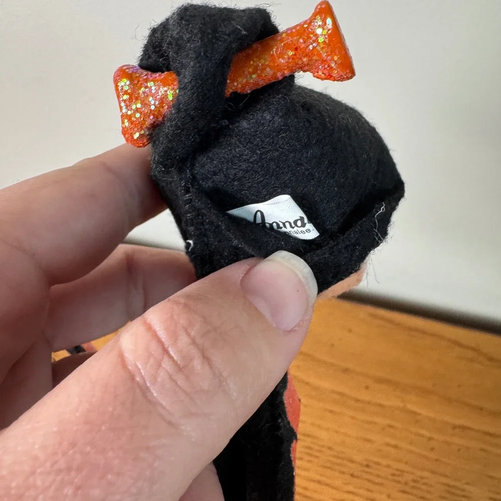 Annalee Mobilitee Lil Skeleton Halloween Doll Orange Black‎ Glitter Sparkle